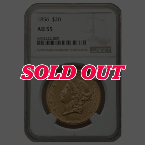 1856 NGC AU-55 $20 Liberty Double Eagle Gold Coin