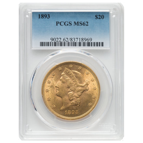 1893 PCGS MS-62 $20 Liberty Head Double Eagle Coin