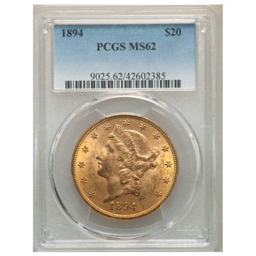 1894 US Gold Liberty Double Eagle $20 Coin PCGS MS-62