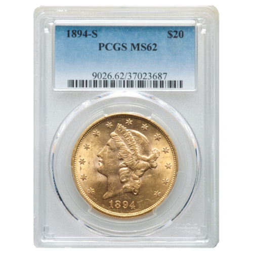 1894-S PCGS MS-62 $20 Liberty Double Eagle Gold Coin