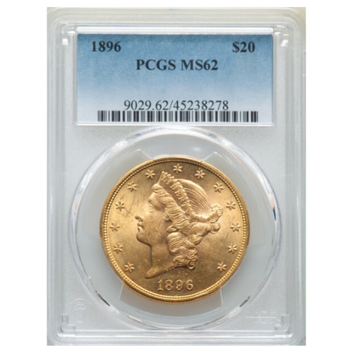 1896 US Gold Liberty Double Eagle $20 Coin PCGS MS-62