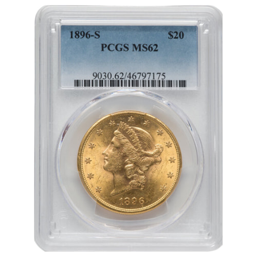 1896-S PCGS MS-62 $20 Liberty Double Eagle Gold Coin