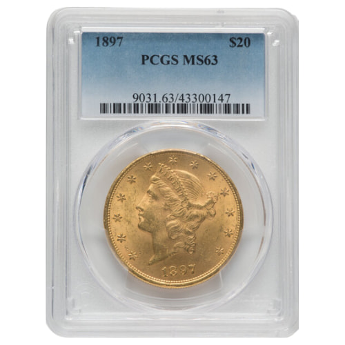 1897 PCGS MS-63 $20 Liberty Double Eagle Gold Coin