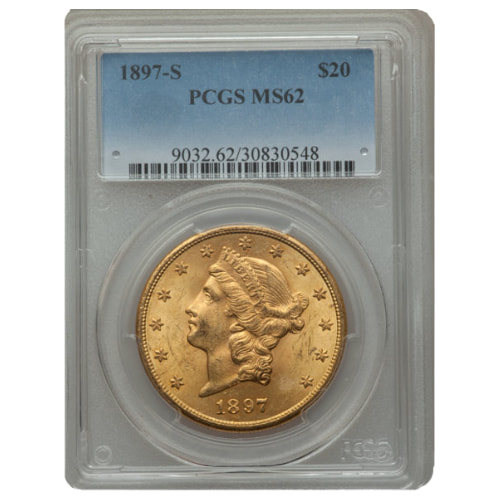 1897-S PCGS MS-62 $20 Liberty Double Eagle Gold Coin