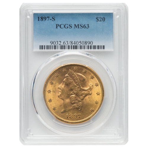 1897-S PCGS MS-63 $20 Liberty Double Eagle Gold Coin