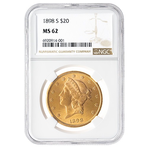 1898-S NGC MS-62 $20 Liberty Double Eagle Gold Coin
