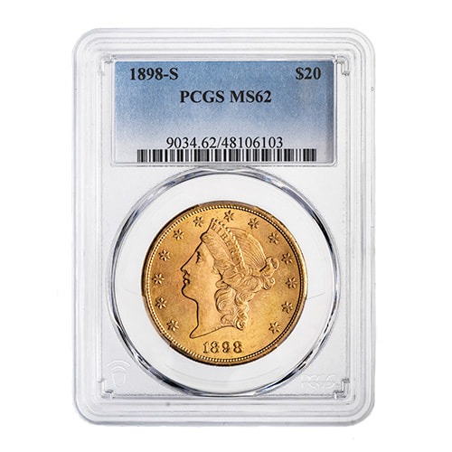 1898-S PCGS MS-62 $20 Liberty Double Eagle Gold Coin
