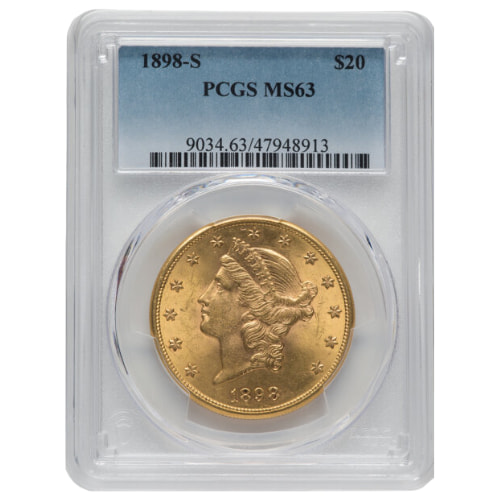 1898-S PCGS MS-63 $20 Liberty Double Eagle Gold Coin