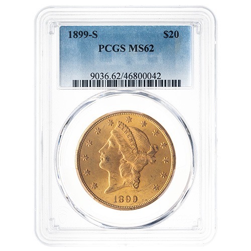 1899-S PCGS MS-62 $20 Liberty Double Eagle Gold Coin