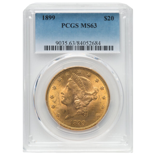 1899 US Gold Liberty Double Eagle $20 Coin PCGS MS-63