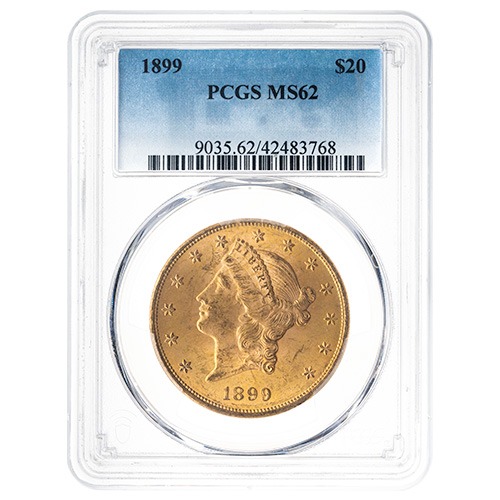 1899-S PCGS MS-62 $20 Liberty Double Eagle Gold Coin