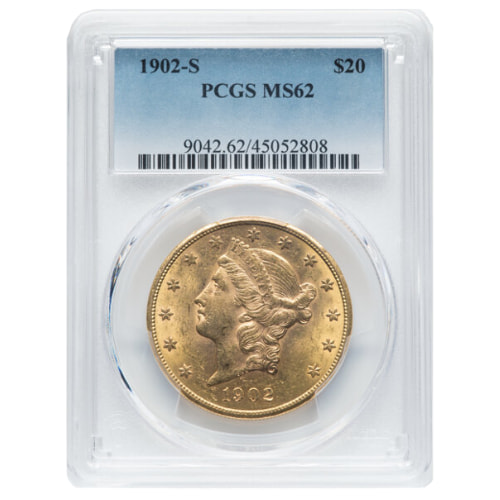 1902-S US Gold Liberty Double Eagle $20 Coin PCGS MS-62