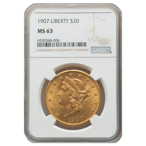 1907 NGC MS-63 $20 Liberty Double Eagle Gold Coin