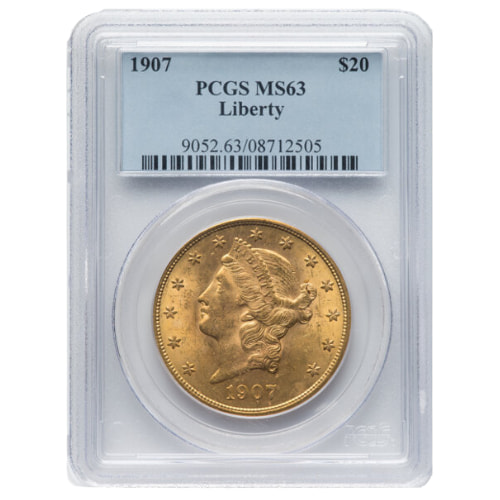 1907 PCGS MS-63 $20 Liberty Double Eagle Gold Coin