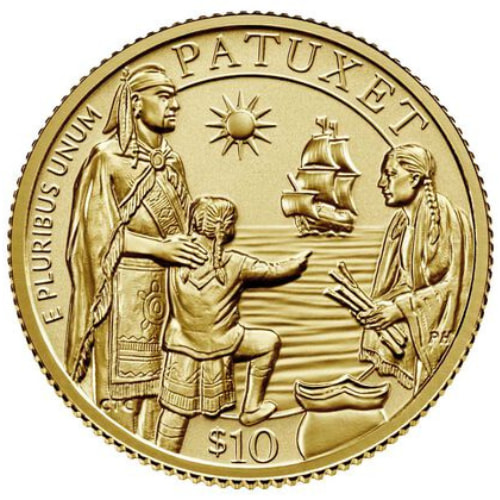 2020-W 1/4 oz $10 American Mayflower 400th Anniversary Reverse Proof Gold Coin