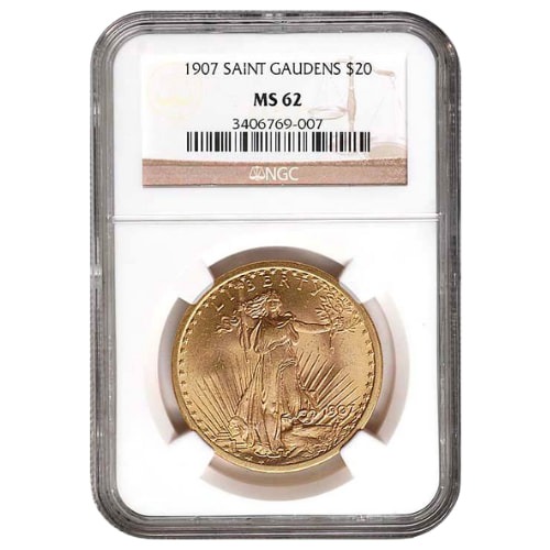 1907 NGC MS-62 $20 St. Gaudens Double Eagle Gold Coin
