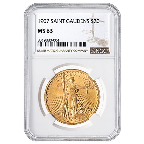 1907 NGC MS-63 $20 St. Gaudens Double Eagle Gold Coin