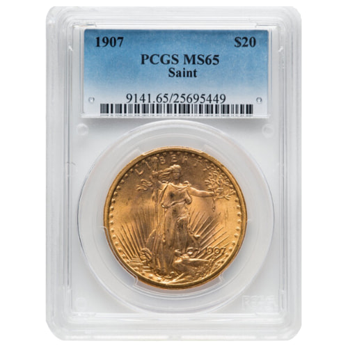 1907 PCGS MS-65 $20 St. Gauden Double Eagle Gold Coin