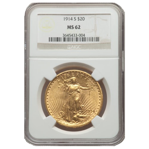 1914-S NGC MS-62 $20 St. Gaudens Double Eagle Gold Coin