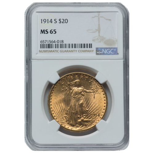 1914-S NGC MS-65 $20 St. Gaudens Double Eagle Gold Coin