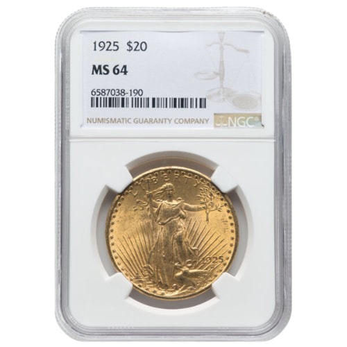 1925 NGC MS-64 $20 St. Gaudens Double Eagle Gold Coin