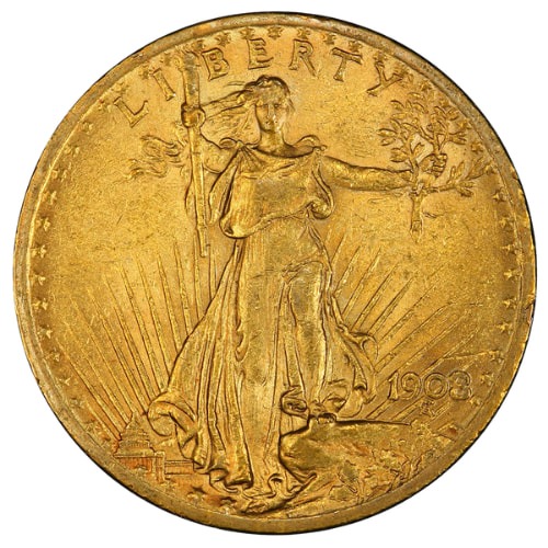 $20 St. Gaudens Double Eagle Gold Coin (AU) No Motto - Random Year