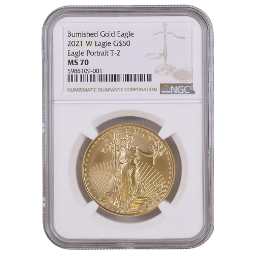 2021-W NGC MS-70 1 oz American Gold Eagle Type 2 Burnished Coin