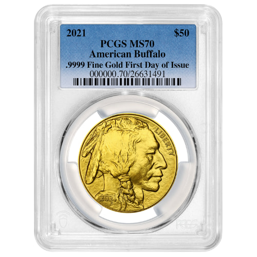 2021 PCGS MS-70 First Day of Issue 1 oz American Buffalo Gold Coin