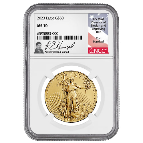2023 NGC MS-70 1 oz American Gold Eagle Coin - Ron Harrigal Label