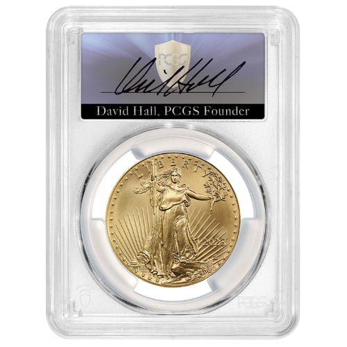2023 PCGS MS-70 First Day of Issue 1 oz American Gold Eagle Coin - David Hall Signed Label