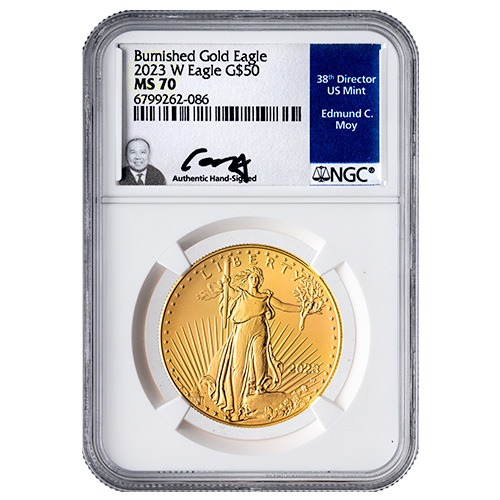 2023-W NGC MS-70 1 oz American Gold Eagle Burnished Coin - Edmund C. Moy Label
