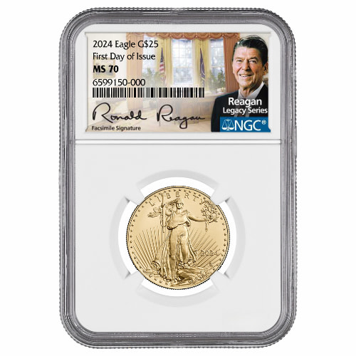 2024 NGC MS-70 First Day of Issue 1/2 oz American Eagle Gold Coin - Exclusive Reagan Label