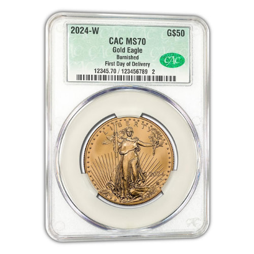 2024-W CAC MS-70 First Day Of Delivery 1 oz American Gold Eagle Burnished Coin