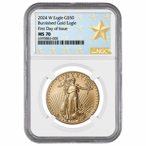 2024-W NGC MS-70 First Day Of Issue 1 oz American Gold Eagle Burnished Coin - West Point Label