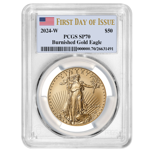 2024-W PCGS SP-70 First Day Of Issue 1 oz American Gold Eagle Burnished Coin