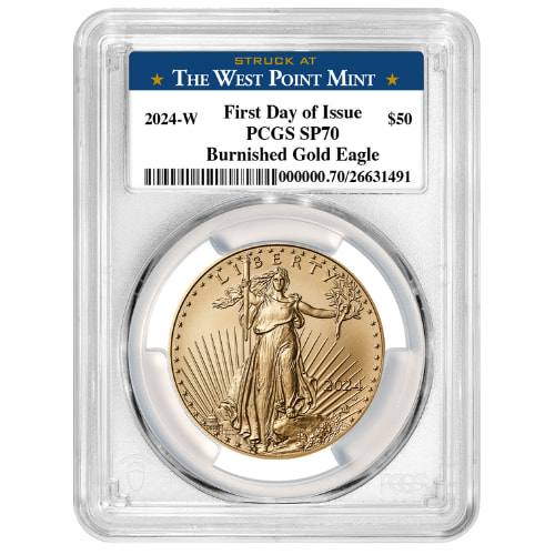 2024-W PCGS SP-70 First Day Of Issue 1 oz American Gold Eagle Burnished Coin - West Point Label
