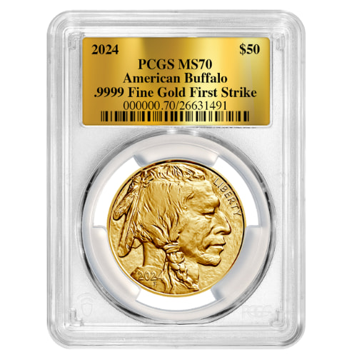 2024 1 oz PCGS MS-70 First Strike Gold Foil Label American Gold Buffalo Coin