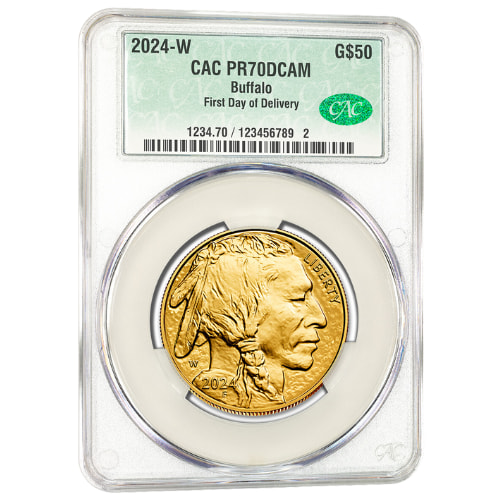 2024-W CAC PR-70 First Day of Delivery 1 oz American Gold Buffalo Proof Coin
