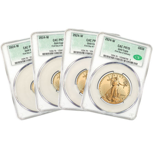 2024-W CAC PR-70 First Day of Delivery Deep Cameo American Gold Eagle Proof 4 Coin Set
