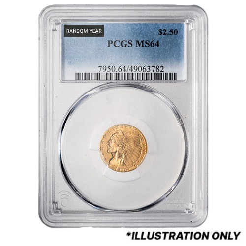 PCGS MS-64 $2.50 Indian Head Quarter Eagle Gold Coin - Random Year