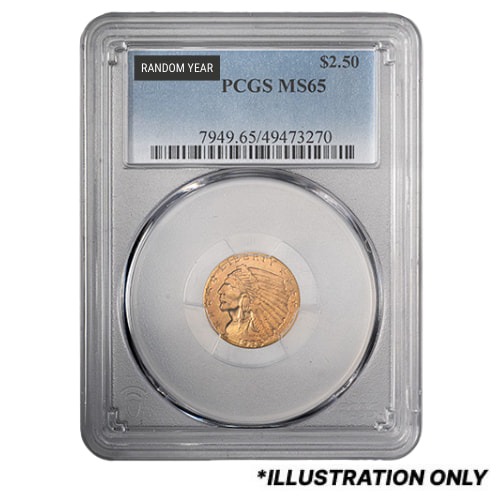 PCGS MS-65 $2.50 Indian Head Quarter Eagle Gold Coin - Random Year