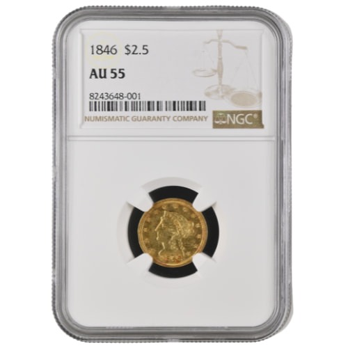 1846 NGC AU-55 US $2.50 Liberty Quarter Eagle Gold Coin