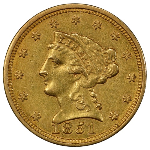 1851 $2.50 Liberty Quarter Eagle Gold Coin - AU