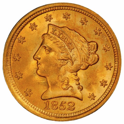 1852 $2.50 Liberty Quarter Eagle Gold Coin - AU