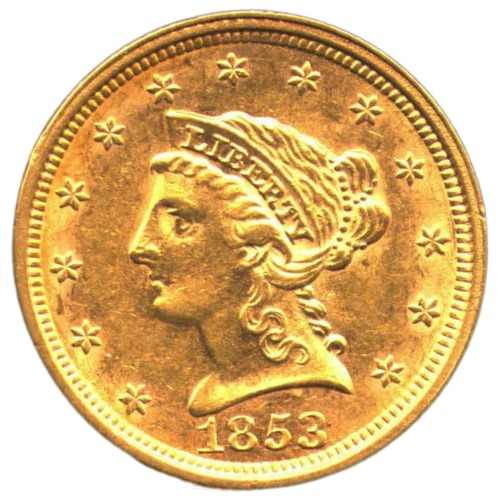 1853 $2.50 Liberty Quarter Eagle Gold Coin - XF