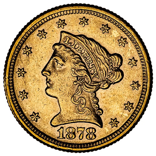 1878 $2.50 Liberty Quarter Eagle Gold Coin BU