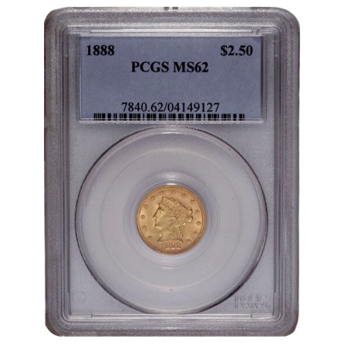 1888 PCGS MS-62 $2.50 Liberty Quarter Eagle Gold Coin