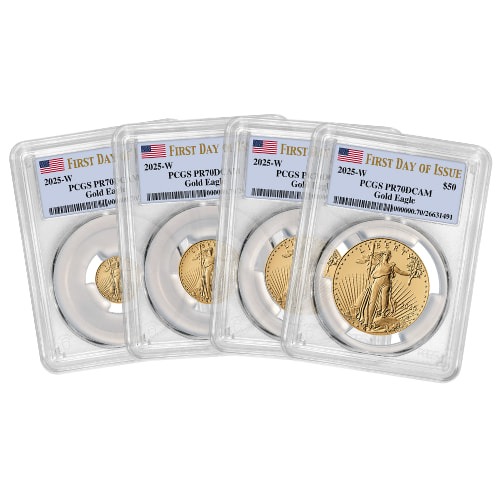 2025-W PCGS PR-70 Deep Cameo First Day of Issue American Gold Eagle Proof 4-Coin Set