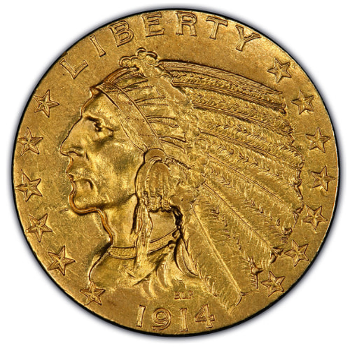 $5 Indian Half Eagle Gold Coin (AU) - Random Year