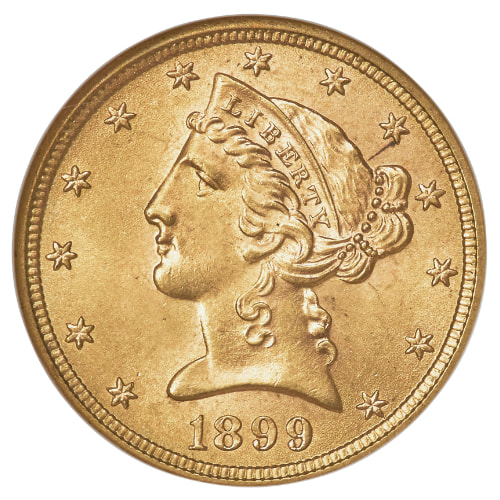 1899 $5 Liberty Half Eagle Gold Coin BU - Hoard From Original Bag